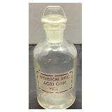 Vintage 8-Inch Glass Hydrochloric Acid Jar with St