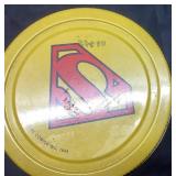 Vintage Superman Peanut Butter Jar with Yellow Lid