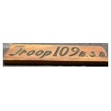 Troop 109 B.S.A. Wooden Plaque, Approximately 4 x