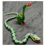 Green Decorative Figures of a Snake and Bird