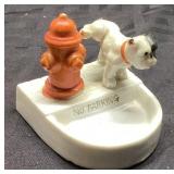 Ceramic Dog Figurine with Fire Hydrant and 