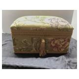Floral Upholstered Jewelry Box with Jewelry Assort