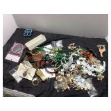 Costume Jewelry and Accessories in Plastic Bin