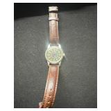 Military-Style Wristwatch With Brown Leather Strap