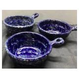 3 Bennington Potters Glazed Stoneware Bowls with H