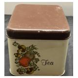 Chromo Tea Tin With Lid, Approx. 5 x 6 x 4 Inches