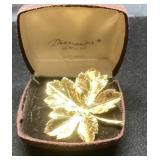 Delmanier 24k Gold-Plated Maple Leaf Brooch with O