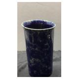 Blue-Grey Ceramic Vase with Embossed Maker Mark Be