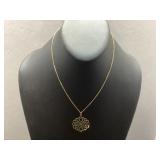 Gold-Tone Necklaces Featuring Filigree Pendant and