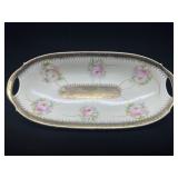 Bavaria Porcelain Handle Dish with Floral Design a