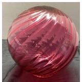 Antique Cranberry Swirl Glass Globe Shade, Approxi