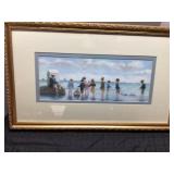 Framed Artwork Depicting Children by the Water, Ap
