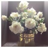 Artificial Flower Arrangement in Gold-Colored Pot