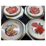 Four Collectible Rose-Themed Porcelain Plates by F