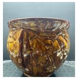 Large Vintage McCoy Planter With Leaf Motif and Gl