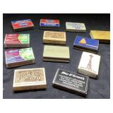 Vintage Matchboxes Featuring Various Designs