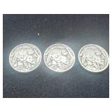 Three Buffalo Nickels - 1936, 1930, and Undated