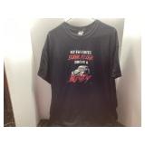 Black Graphic T-Shirt Featuring Bold Text 