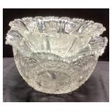 Pressed Glass Bowls with Intricate Decorative Desi