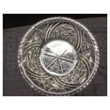 Pressed Glass Serving Bowls with Floral and Geomet