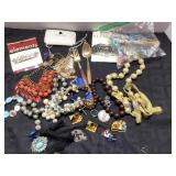 Jewelry Lot with Necklaces, Brooches, and Accessor