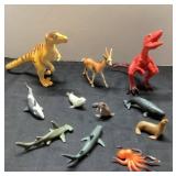 Animal Figurines Lot Including Dinosaurs, Sea Crea