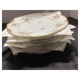 7 Limoges Bone China Dinner Plates with Gold Detai