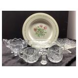 7-Piece Glass Lot Featuring Decorative Tableware