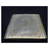 Sterling Silver Cigarette Case with Ornate Engravi