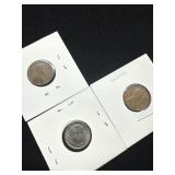 Three U.S. Coins: Lincoln Wheat Cents and Roosevel