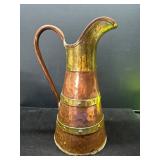 Hammered Copper and Brass Pitcher with Handle