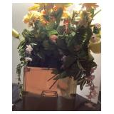 Decorative Floral Arrangement in Brass-Tone Box