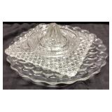 Vintage Glass Juicer and Serving Plate Set with De