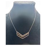 Marked 925 Sterling Silver Italy Chevron Necklace
