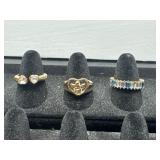3 Costume Jewelry Rings with Varied Designs