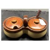 Vintage Taiwan-Made Ceramic Condiment Set with Lid