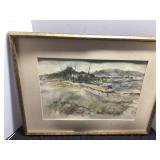 Framed Watercolor by Indiana Artist Barnes, 27ï¿½x21