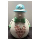 Ceramic Snowman Cookie Jar with Heart Design, Appr