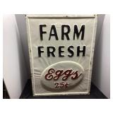 Farm Fresh Eggs 25 Cent Embossed Metal Sign