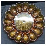 Amber-Colored Glass Deviled Egg Plate with Texture
