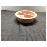 Divided Pink Ceramic Dish with Attached Stopper