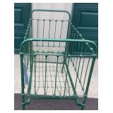 Green Metal Baby Crib with Casters