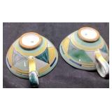 Two Handcrafted Ceramic Cups with Geometric Patter