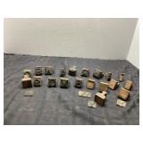 Vintage Wooden Printing Blocks with Letters and Sy