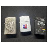 Three Decorative Lighters Featuring Dragon, A&M, a