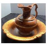 Haeger 7ï¿½ Hanger Pitcher and 10ï¿½ Bowl Set in Brown