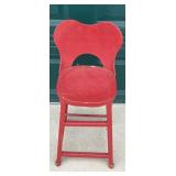 Red Wood Chair With Cutout Backrest