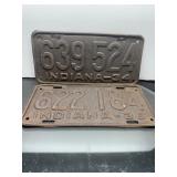 1934 and 1936 Indiana License Plates - Metal