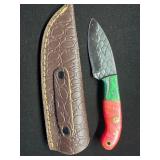 Custom Handcrafted Knife with Textured Blade and L