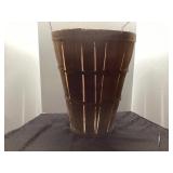 Old Wooden Basket with Metal Details, 15 Inches Wi